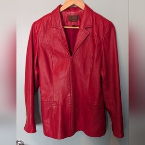 Red Med Danier tailored Italian leather zip jacket/blazer (Canadian vintage)